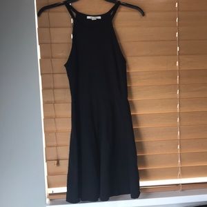 Black, elastic waist, fit/flare, halter top dress